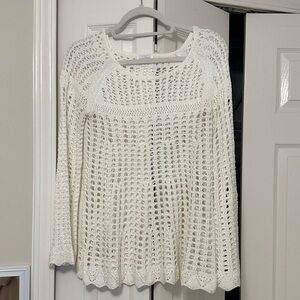Charming Charlie Women's White Crochet Sweater